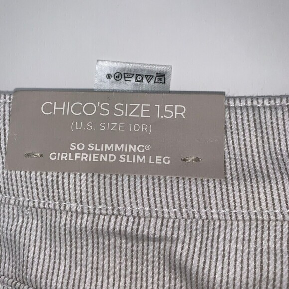 CHICOS Womens So Slimming Striped Girlfriend Crops Size 10 New With Tags Gift - Picture 9 of 10